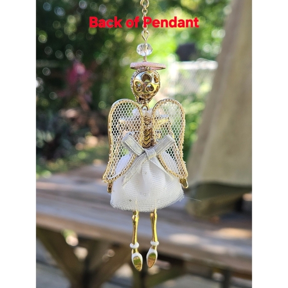 😈👼Betsey ANGEL DEVIL A&D Rosary Halo Wings Ballerina Skull Necklace - NWOT - Picture 6 of 8